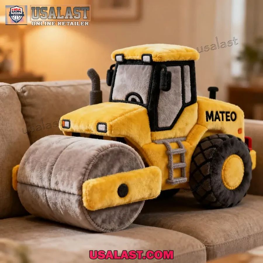 Personalized Road Roller Shape Plush Pillow