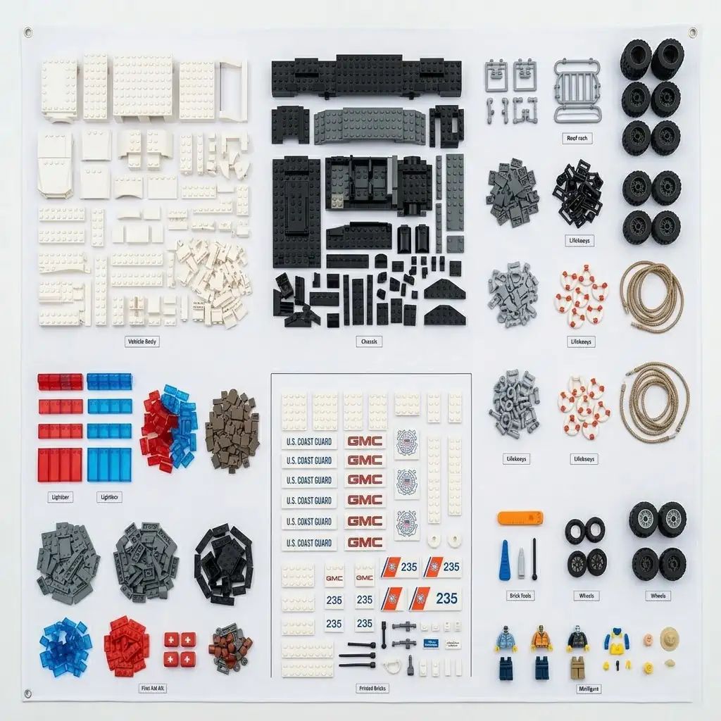 U.S. Coast Guard 235th Anniversary 1980s Utility Rescue Truck Building Brick Set