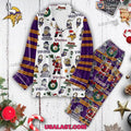 Minnesota Vikings Plaid Button Pajamas Set