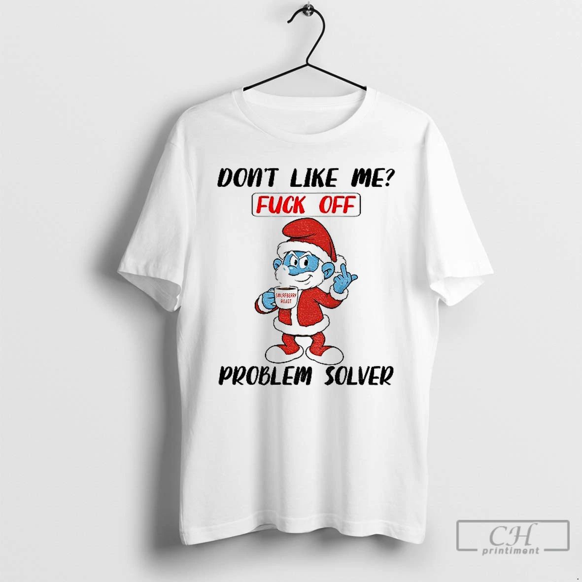 Premium Fjpvfdtp Smurf Santa Claus Middle Finger Dont Like Me Fuck Off Problem Solver Christmas