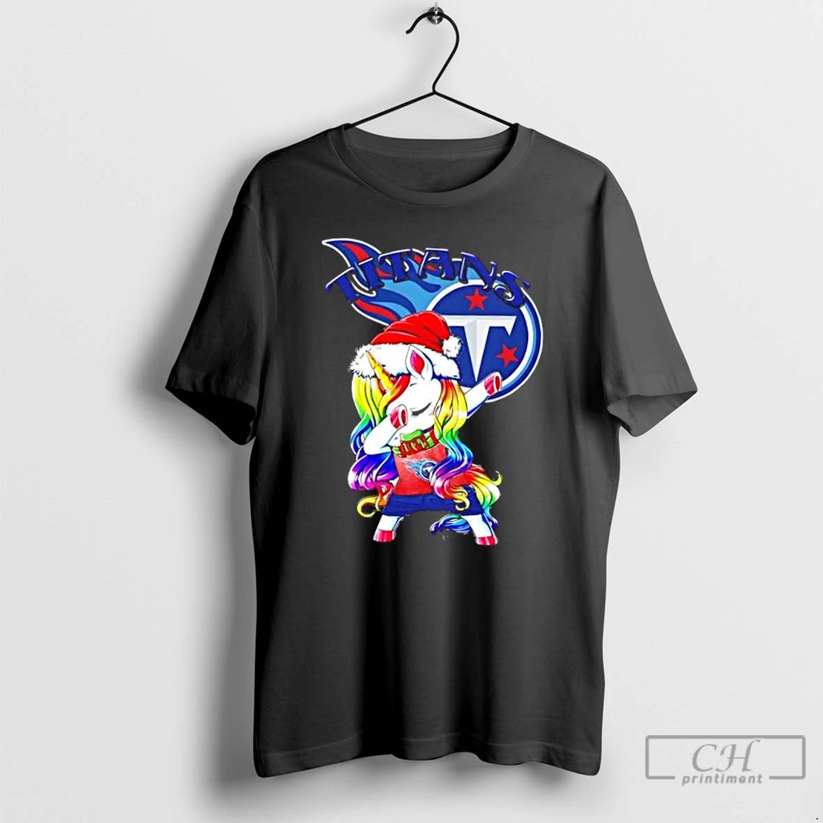 Premium Tennessee Titans X Unicorn Santa Hat Dabbing Merry Christmas T Shirts