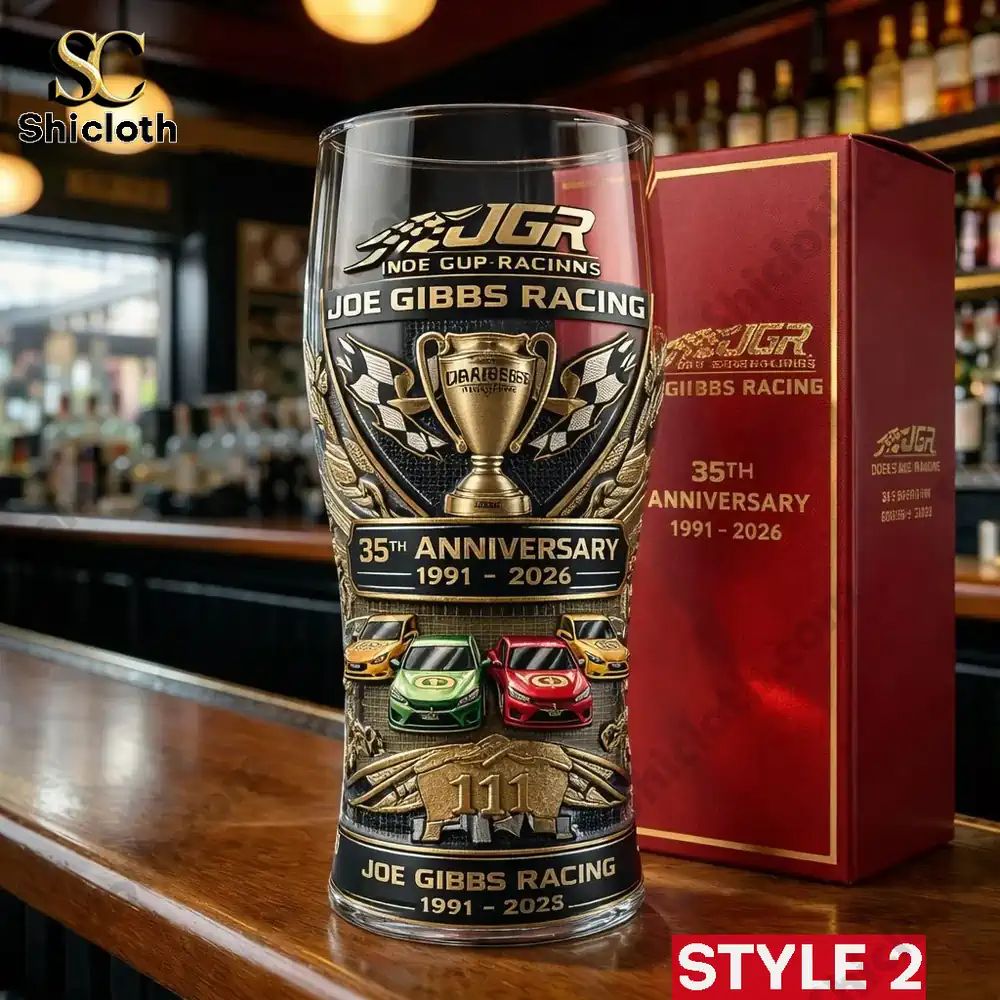 NASCAR Joe Gibbs Racing 1991-2026 35th Anniversary 3D Relief Pint Glass