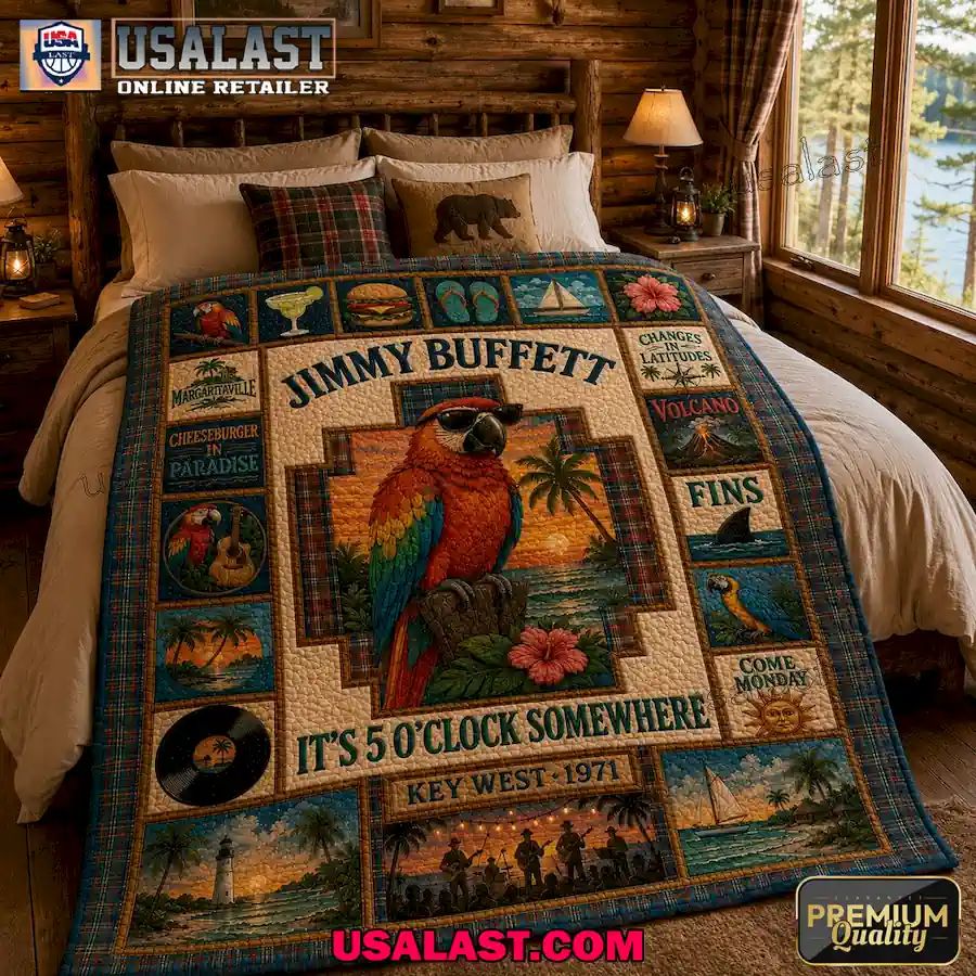 Jimmy Buffett Parrot Margaritaville Quilt Blanket