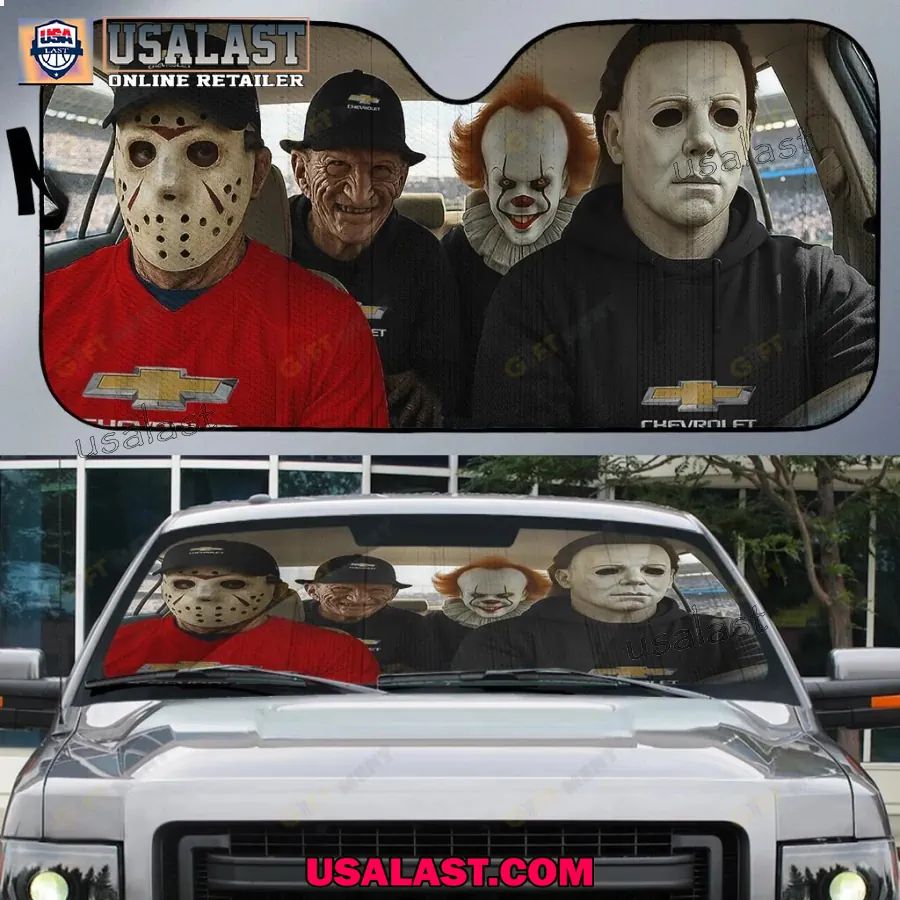 Chevrolet x Horror Movie Characters Car Sunshade, Car Windshield Cover