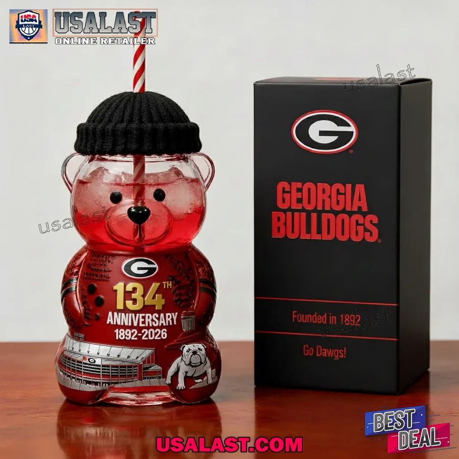 Georgia Bulldogs 134th Anniversary Bear Glass Cup