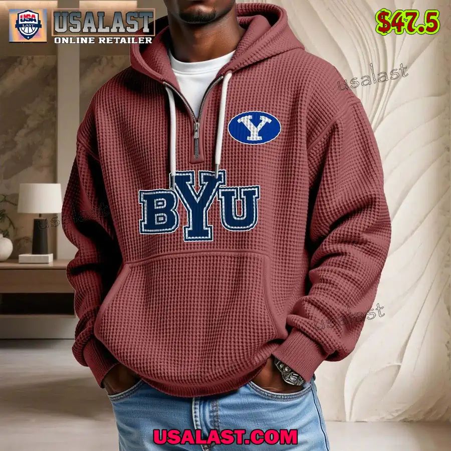 BYU Cougars Waffle Half Zip Hoodie