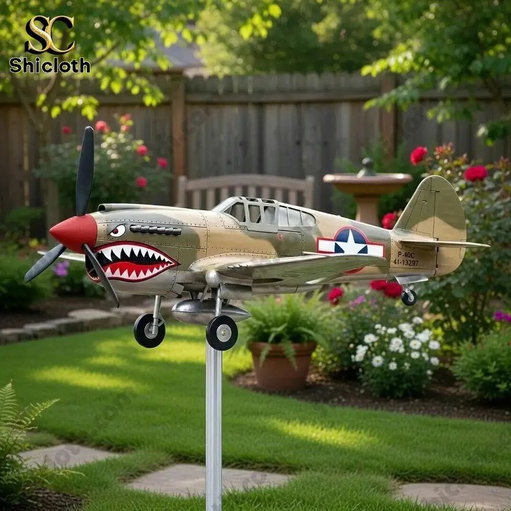 New Shark Mouth Warplane Wind Spinner For Garden
