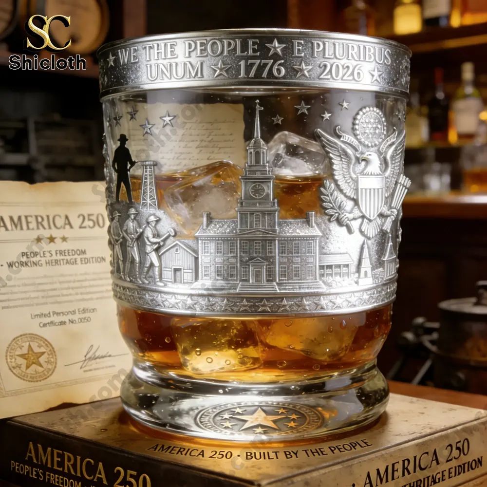 America We The People 250th Anniversary 1776-2026 Whiskey Glass