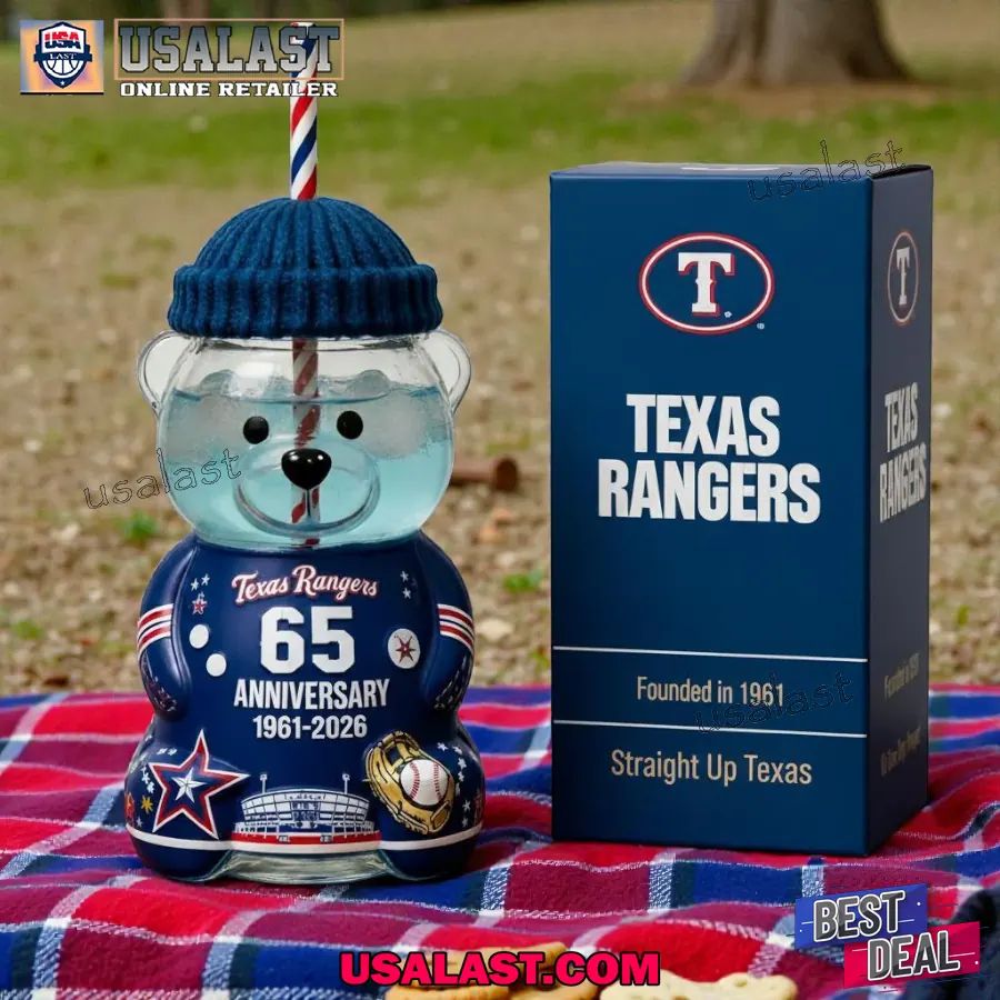 Texas Rangers 65th Anniversary Bear Glass Cup