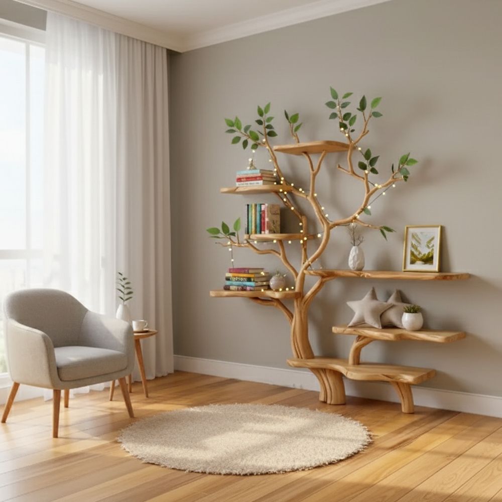 Floor Bookshelf – Driftwood Art Handmade Home Decor