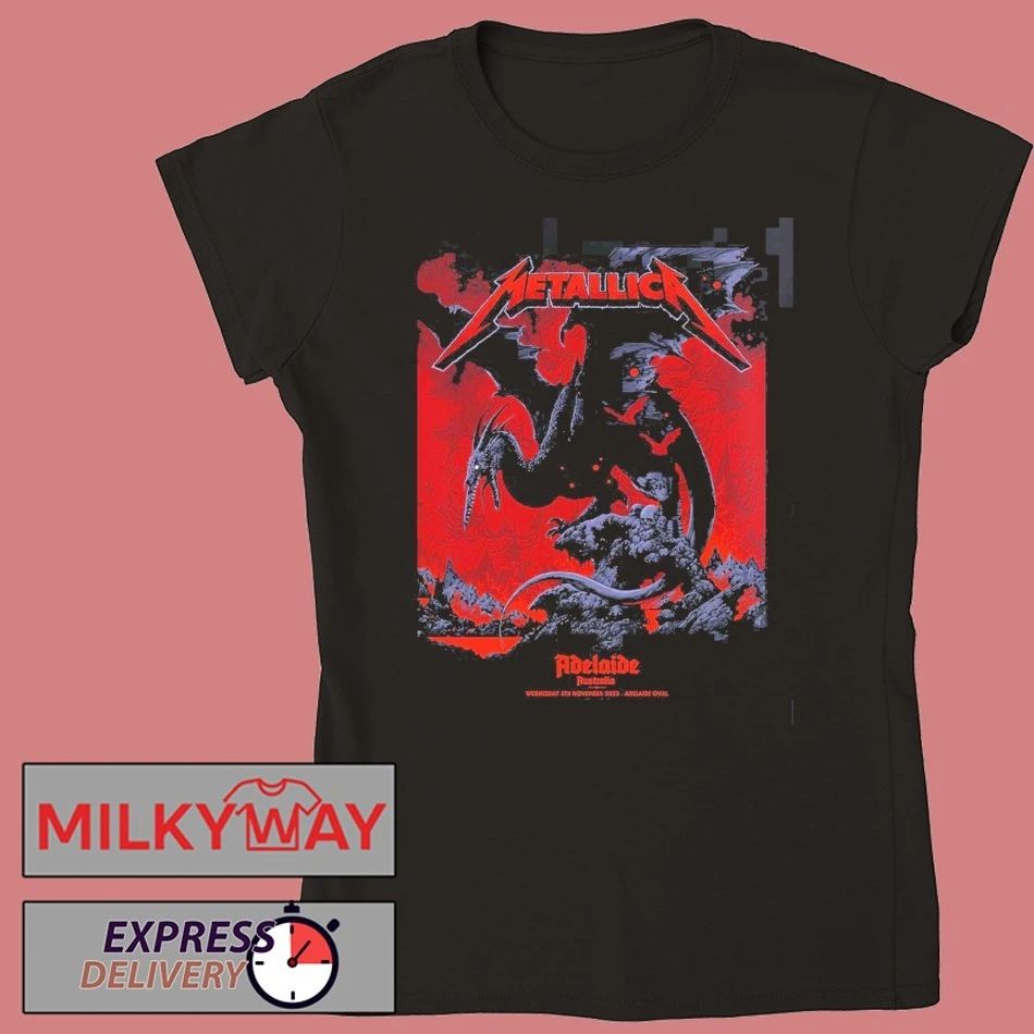 Metallica M72 Adelaide Australia Pop Up Shop Exclusive Poster By Ken Taylor At Adelaide Oval On November 5 2025 Pterosaur Art T-Shirt