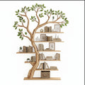 Freestanding Tree Bookshelf – Handcrafted Wooden Sculpture with Leafy Branch Shelves