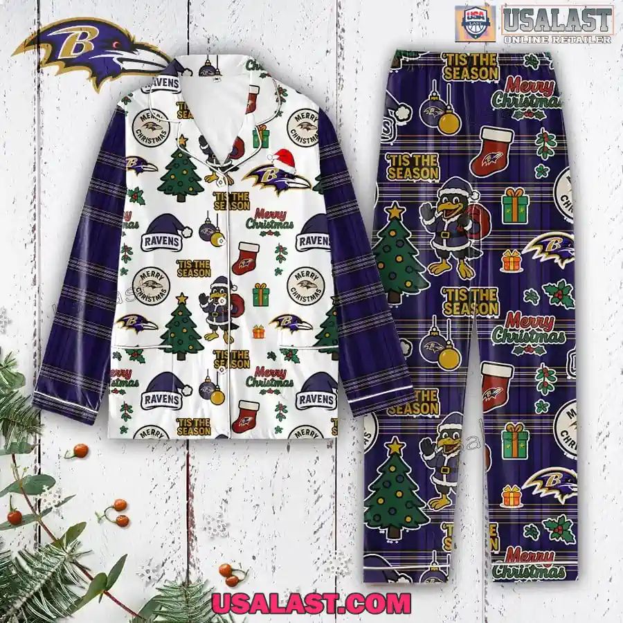 Baltimore Ravens Plaid Button Pajamas Set