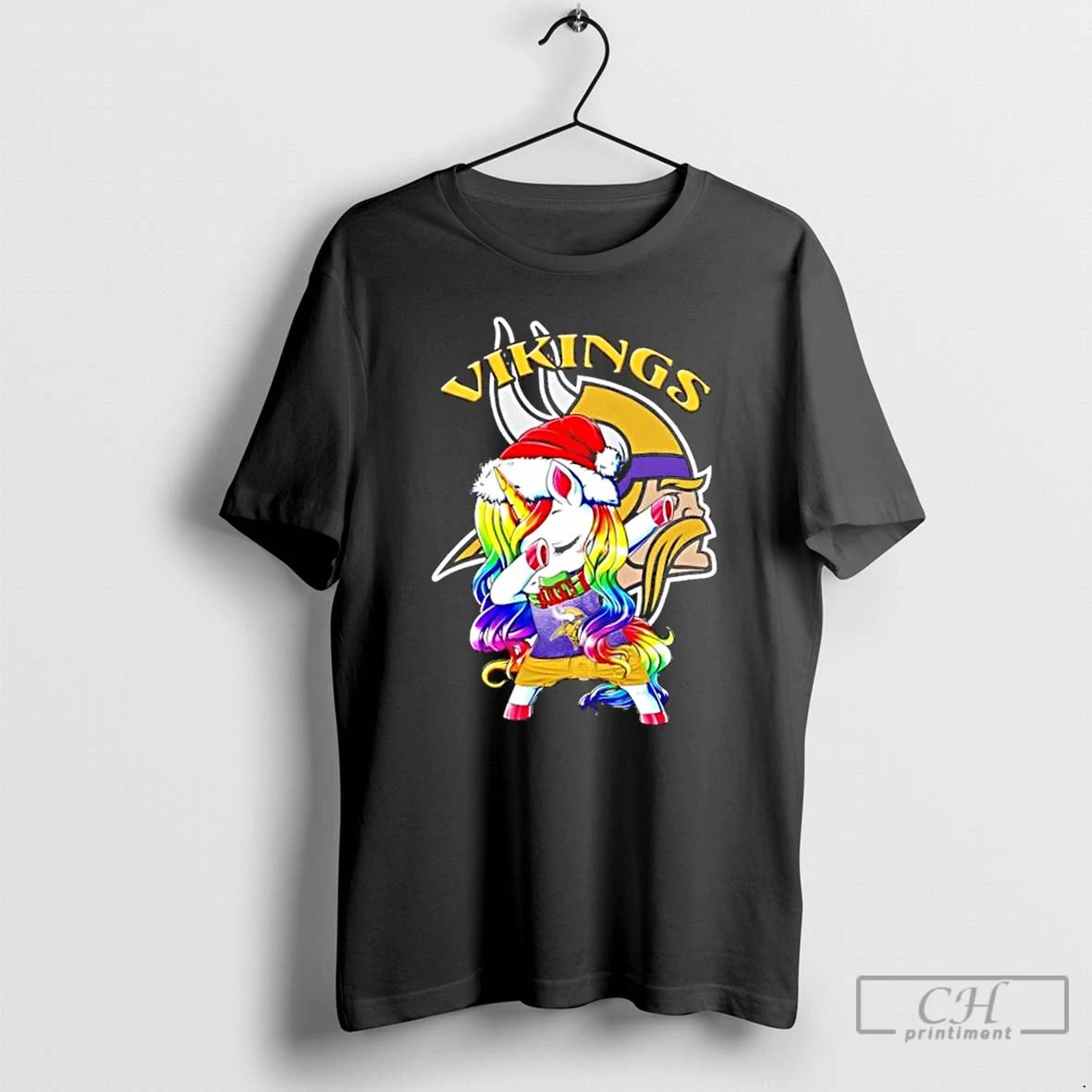 Premium Minnesota Vikings X Unicorn Santa Hat Dabbing Merry Christmas T Shirts