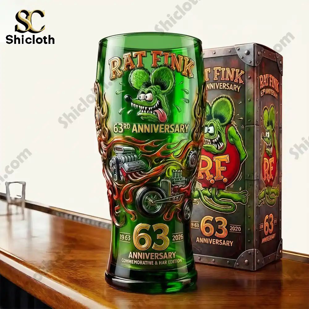 Rat Fink Hot Rod 63Rd Anniversary Commemorative Beer Glass