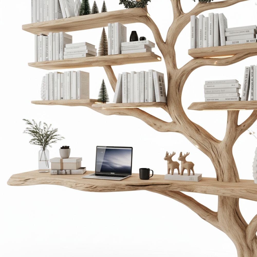 Handcrafted Tree Branch Bookshelf – Rustic Bookcase for Home Decor