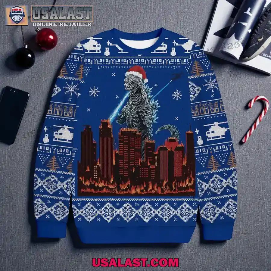 Godzilla Trending Christmas Ugly Sweater