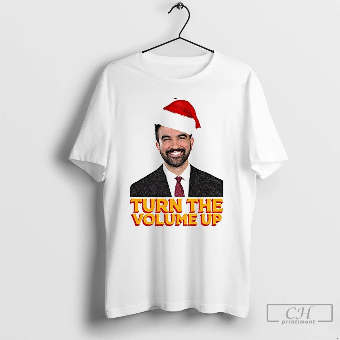 Premium Bg3jz2yf Zohran Mamdani Santa Hat Turn The Volume Up 2025 Nyc Christmas T Shirts