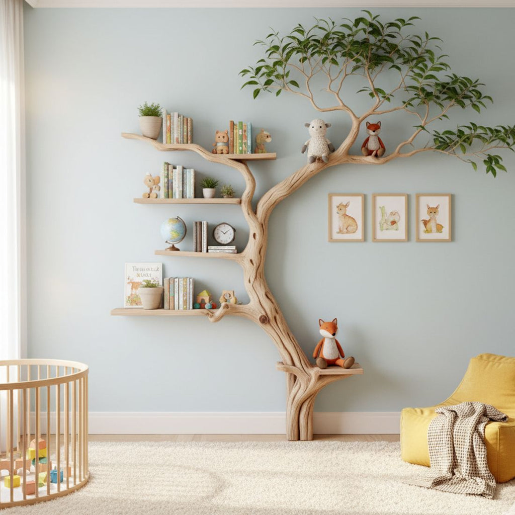Handcrafted Tree Branch Bookshelf – Decorative & Space-Saving Book Storage Shelves