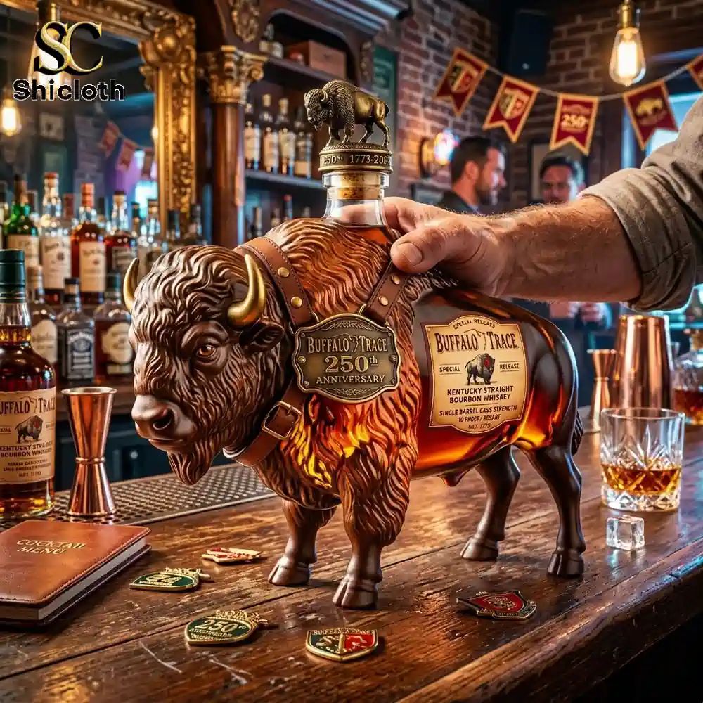 Dark Brown Buffalo Trace 250th Anniversary Whiskey Bourbon Bottle