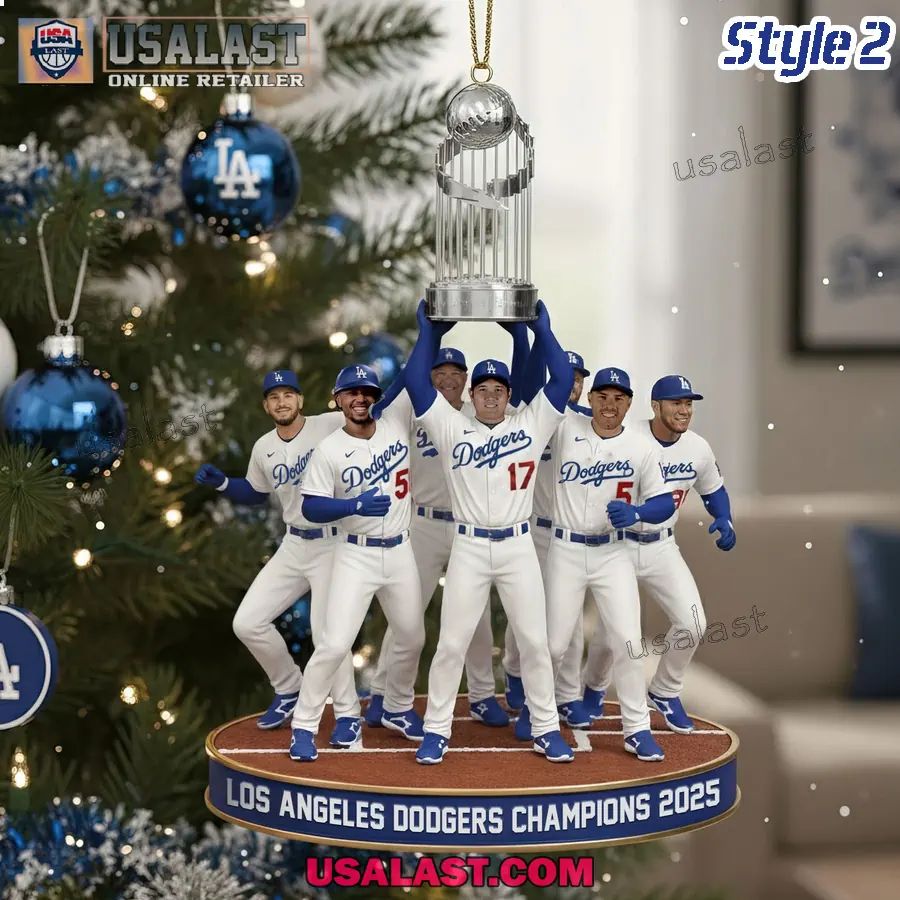 LA Dodgers 2025 MLB Championship Christmas Ornament