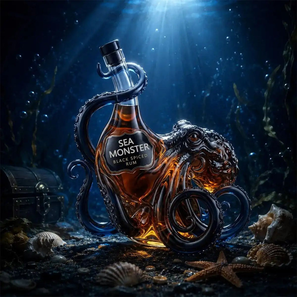 Sea Monster Black Spiced Rum Glass Bottle