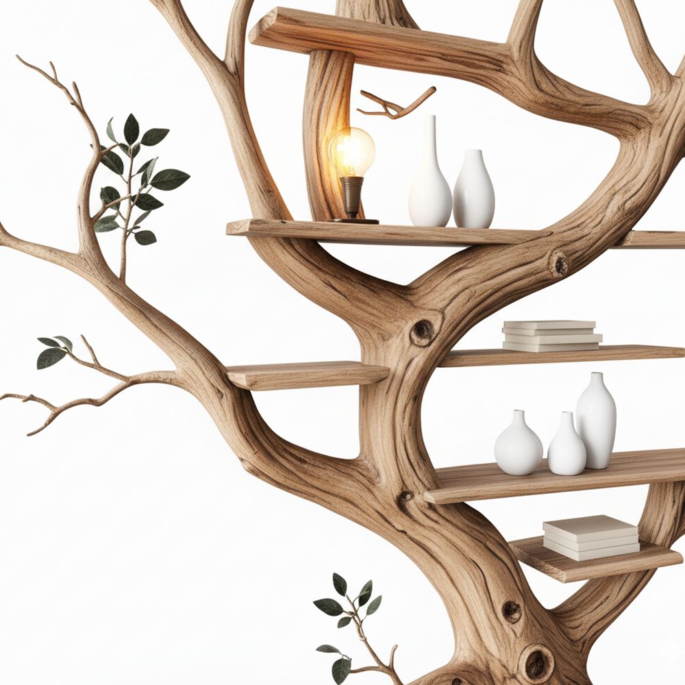 Handcrafted Tree Branch Shelf – Nature-Inspired Art & Storage