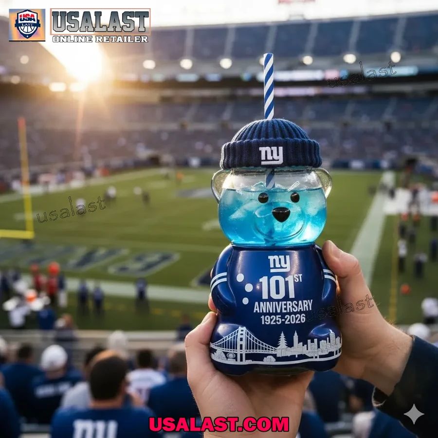 New York Giants 101st Anniversary Collectible Bear Glass Cup