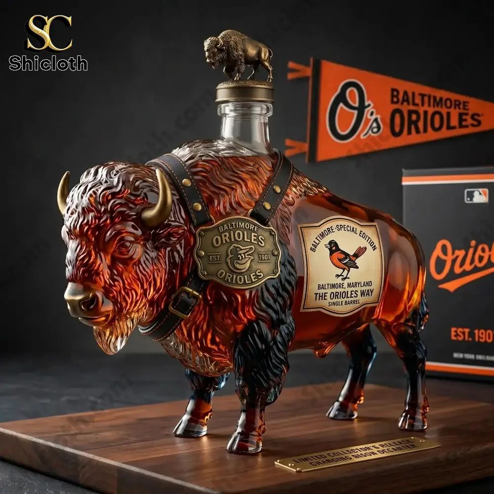 Bison Spirit BuffaloTrace x Baltimore Orioles Limited Edition Whiskey Bottle