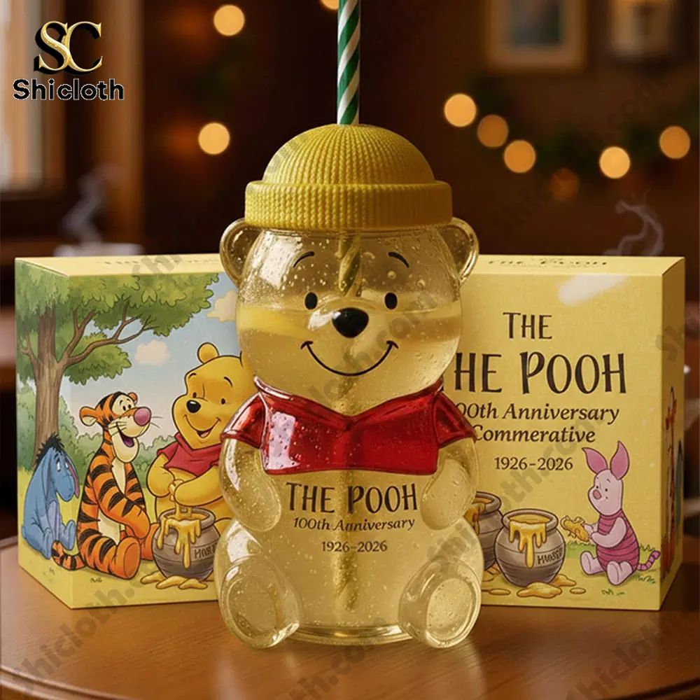 The Pooh 100th Anniversary Glass Water Bottle Beverage Bottle