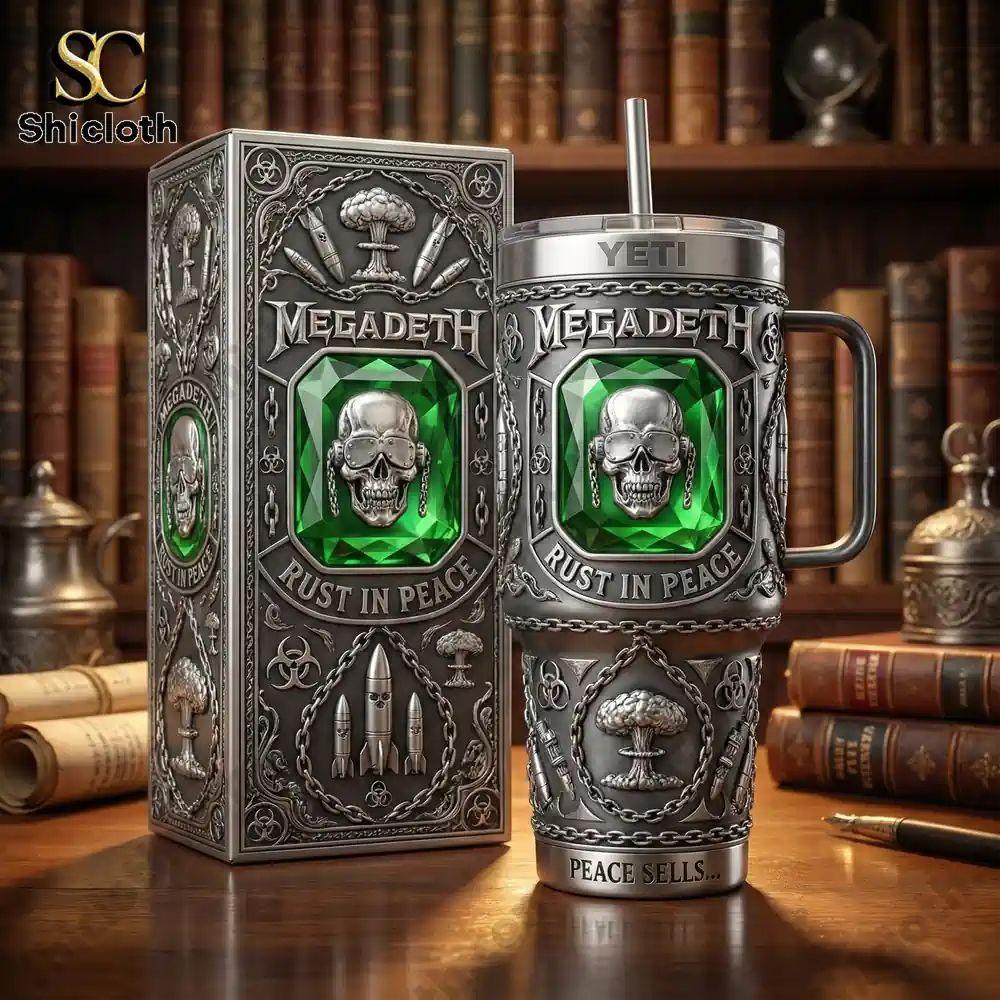 Megadeth Band Rust in Peace Yeti 40oz Tumbler With Handle