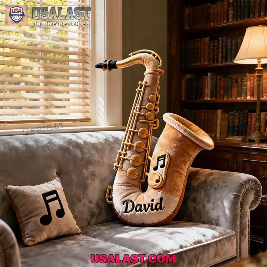 Personalized Classic Saxophone Shape Plush Pillow