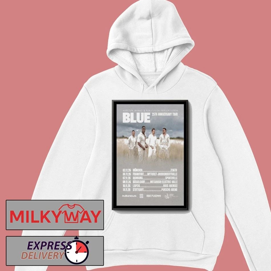 Blue 25th Anniversary New Tour 2025 Poster shirt