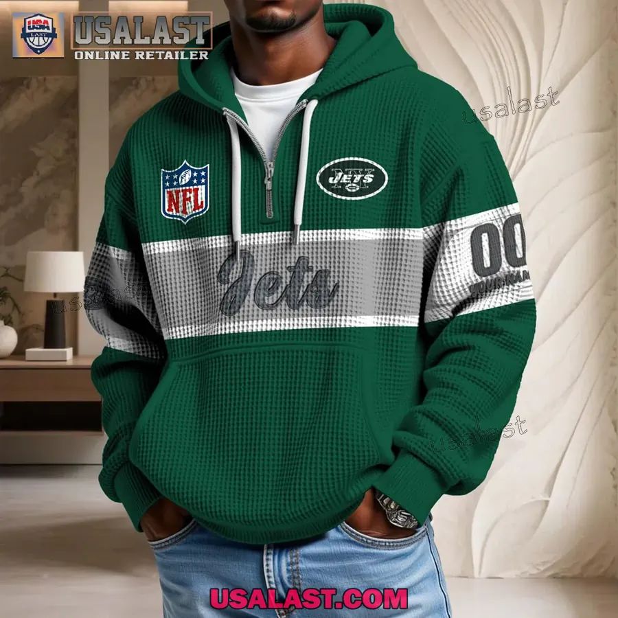 New York Jets Waffle Half Zip Hoodie