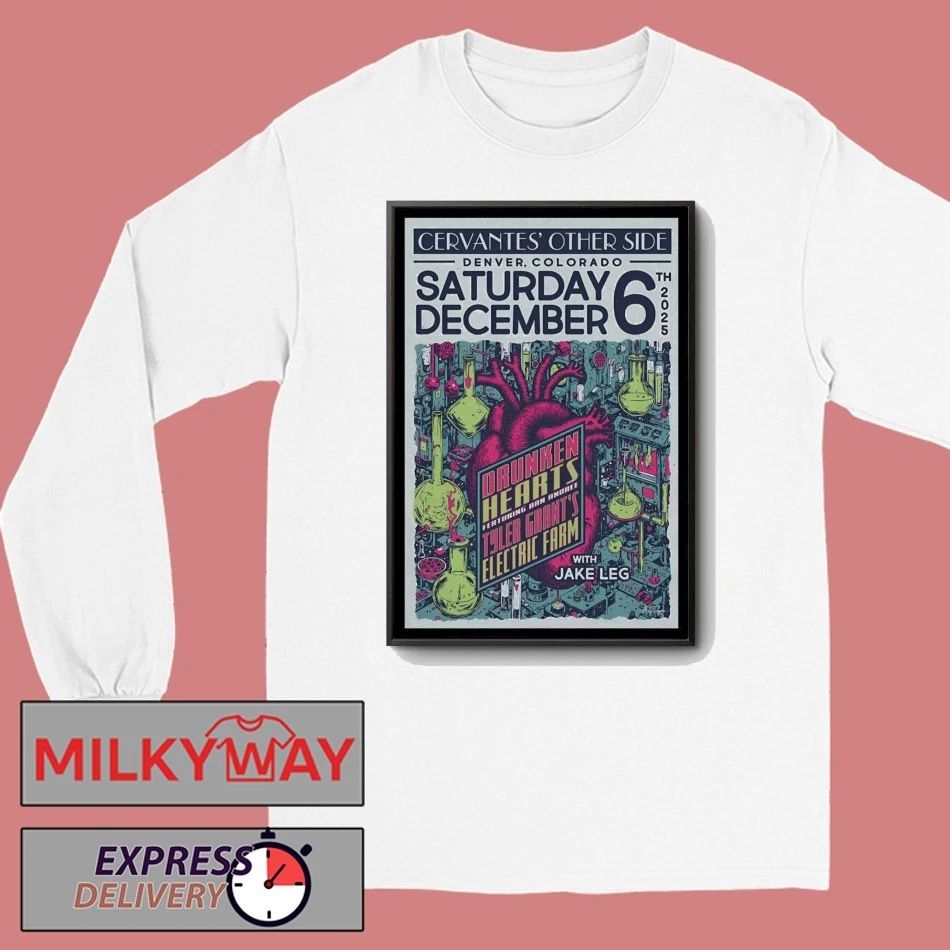 Drunken Hearts Dec 6 2025 Cervantes’ Other Side Show Poster shirt
