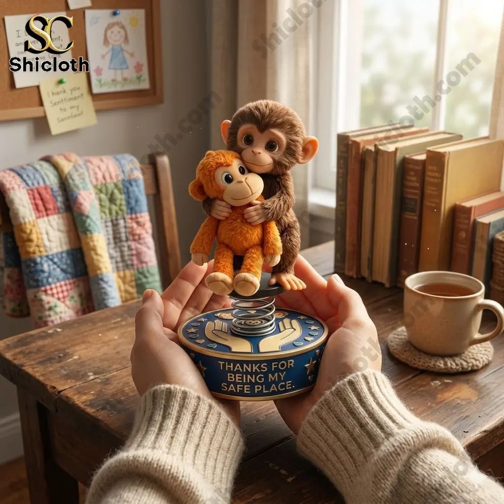 Monkey Hugging Monkey Rocker Bobblehead