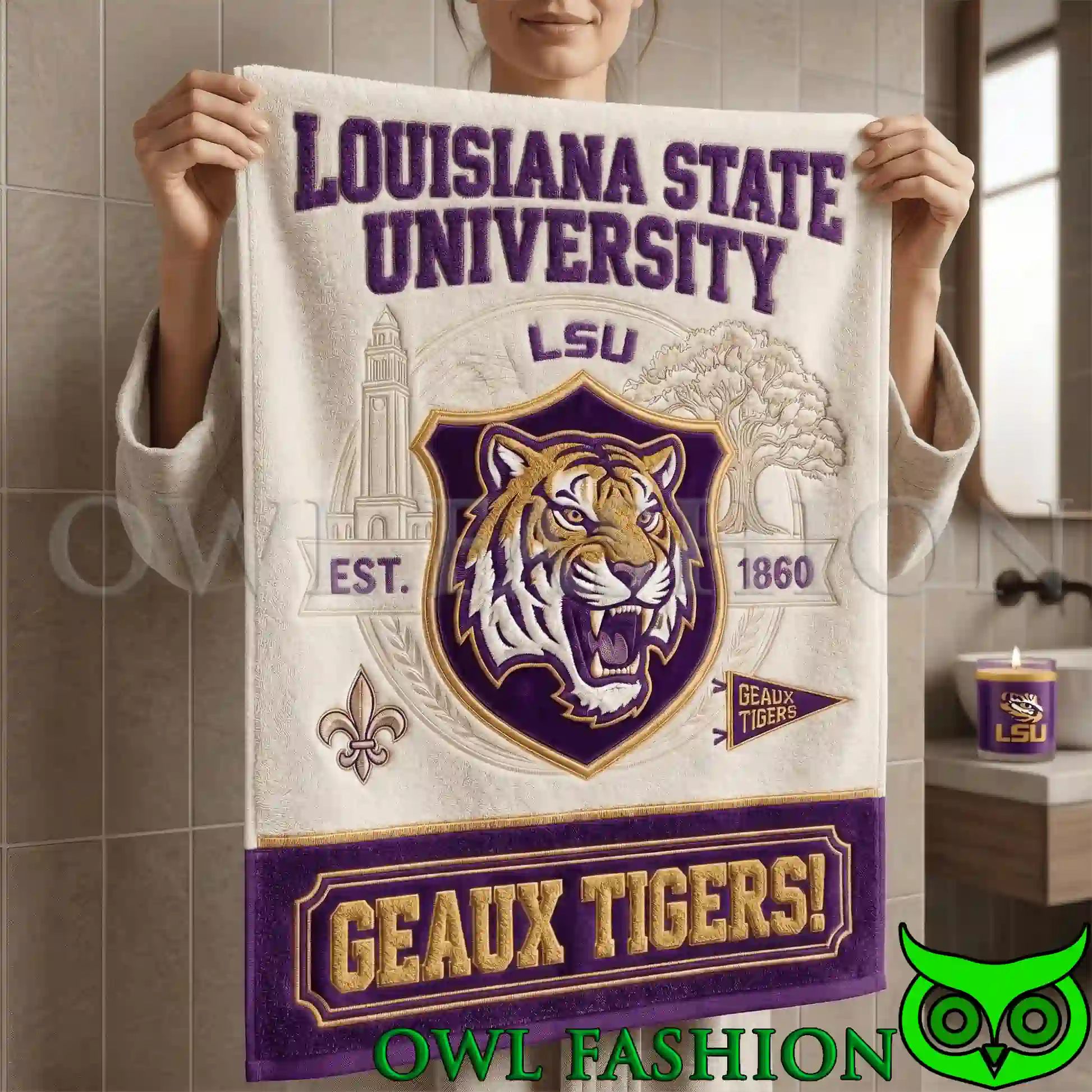 Louisiana State University Geaux Tigers Premium Bath Towels