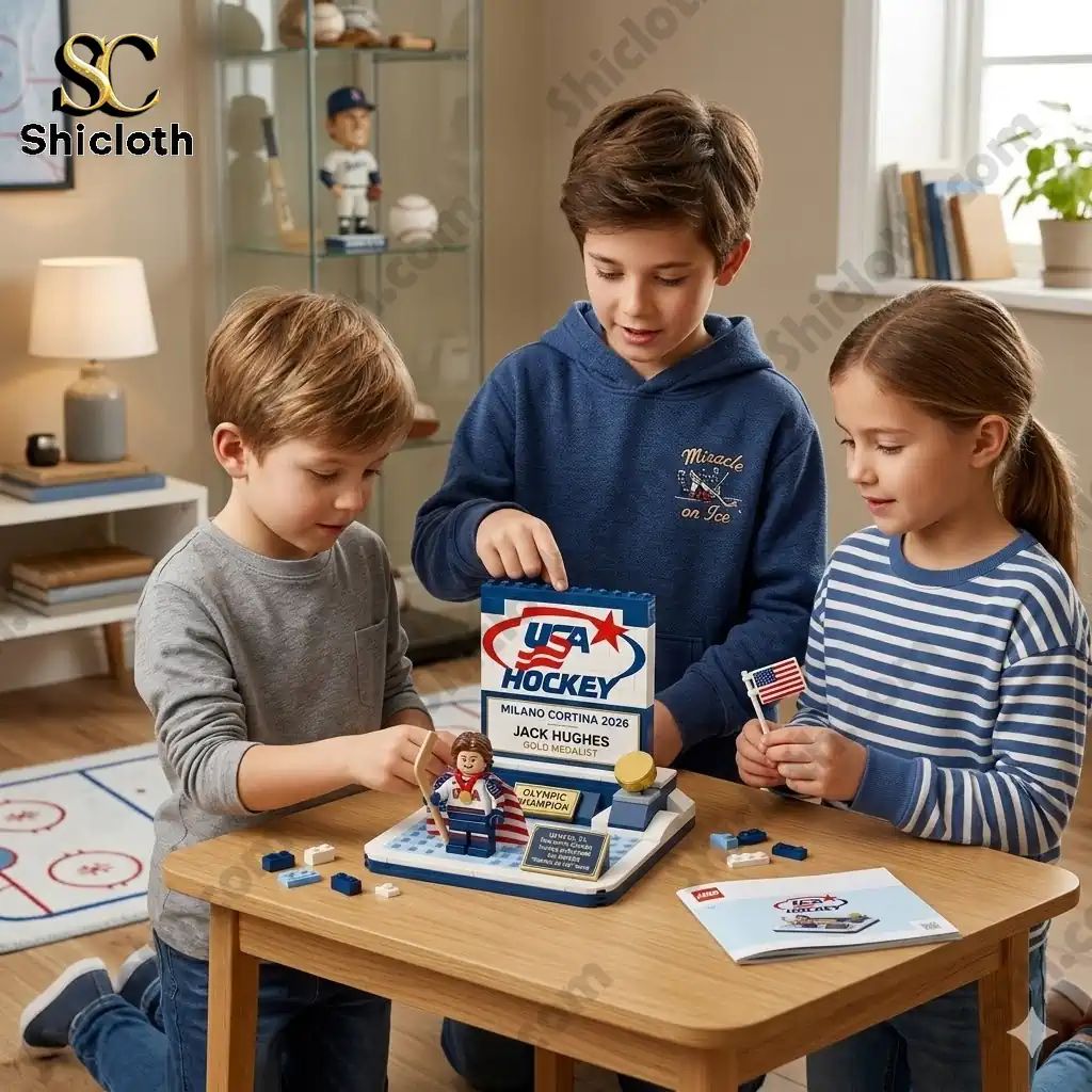 Jack Hughes USA Hockey 2026 Olympic Gold Medalist Commemorative Display Brick Set