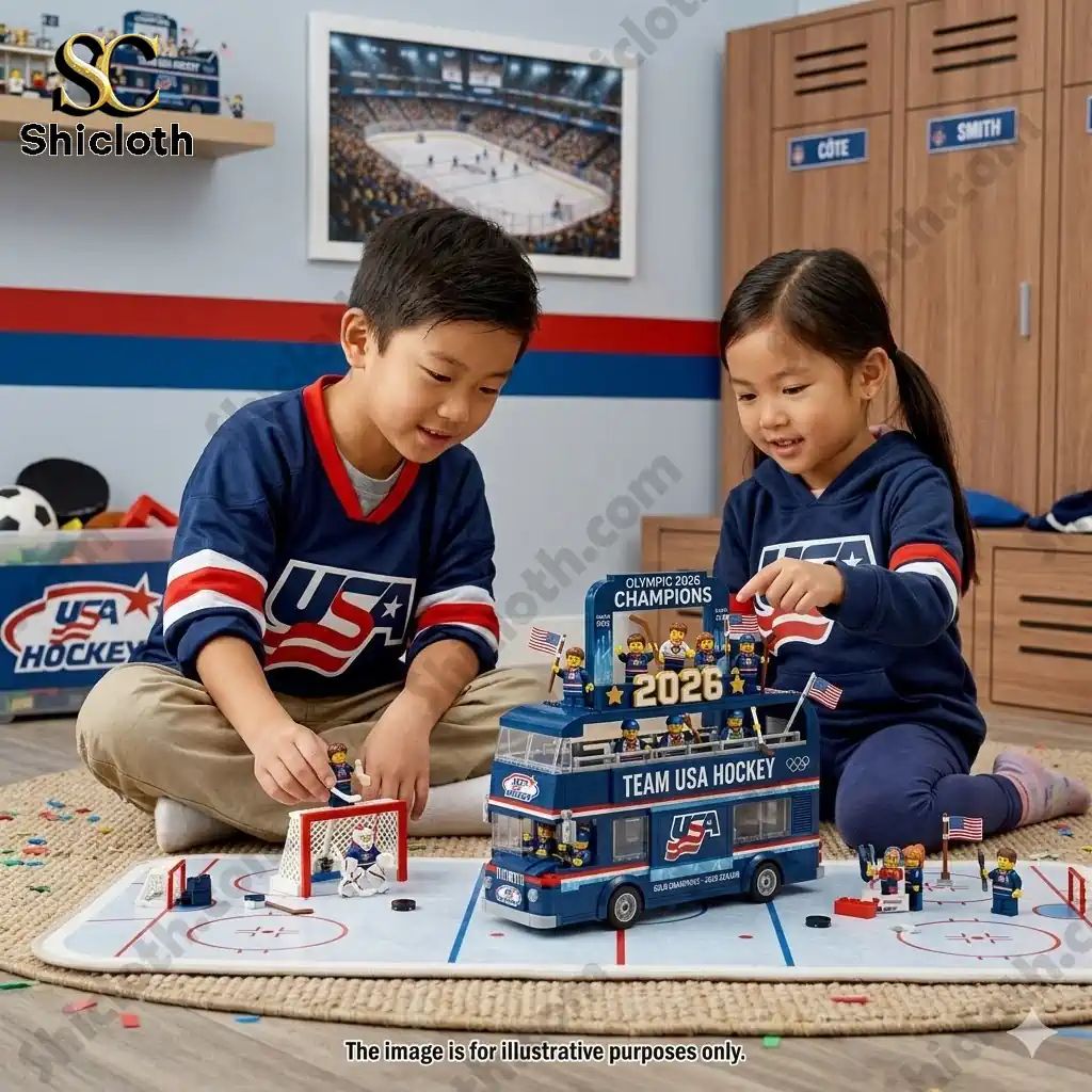USA Hockey Team 2026 Olympic Champions Celebration Bus Building Brick