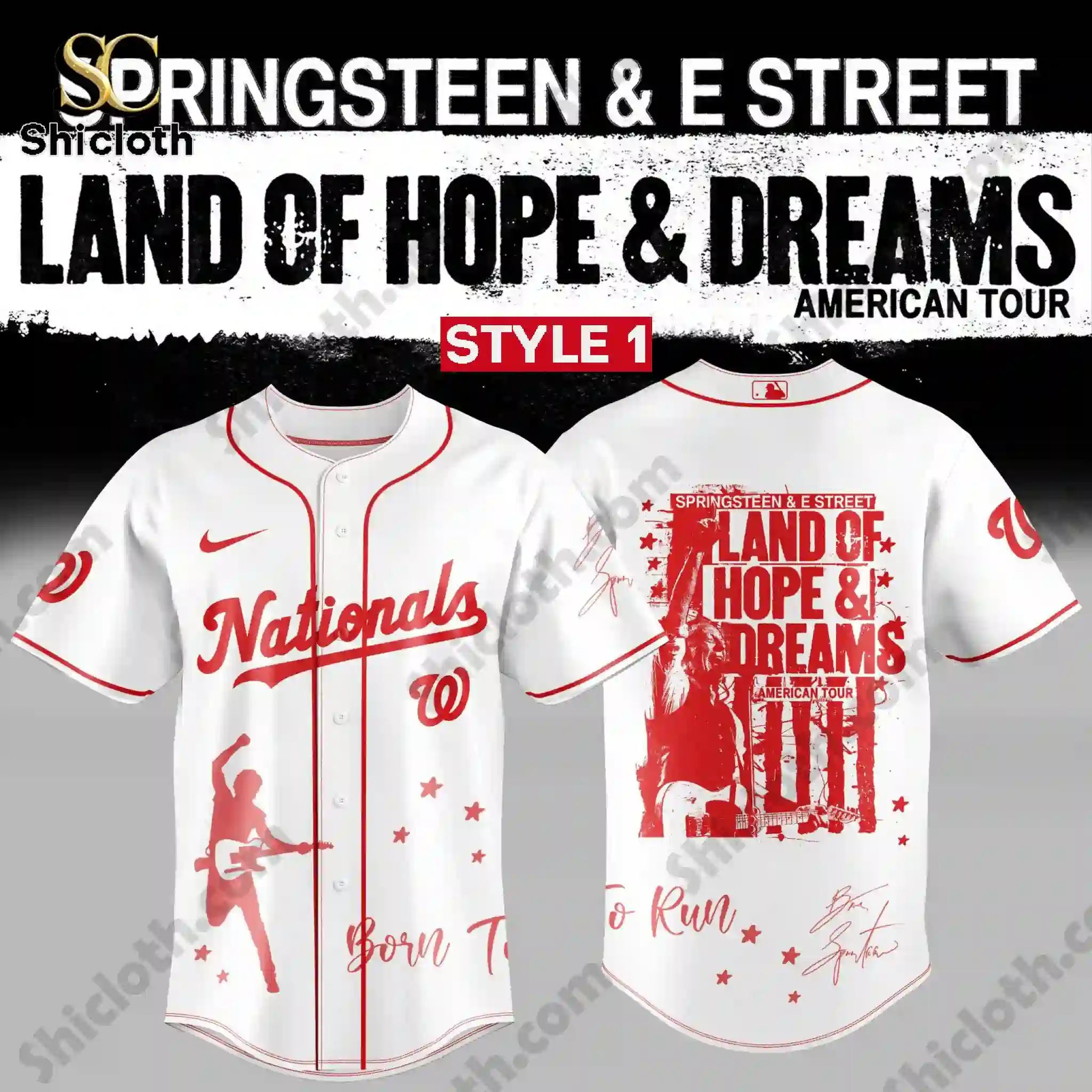 Washington Nationals x Bruce Springsteen & The E Street Band Land of Hope and Dreams Tour Jersey