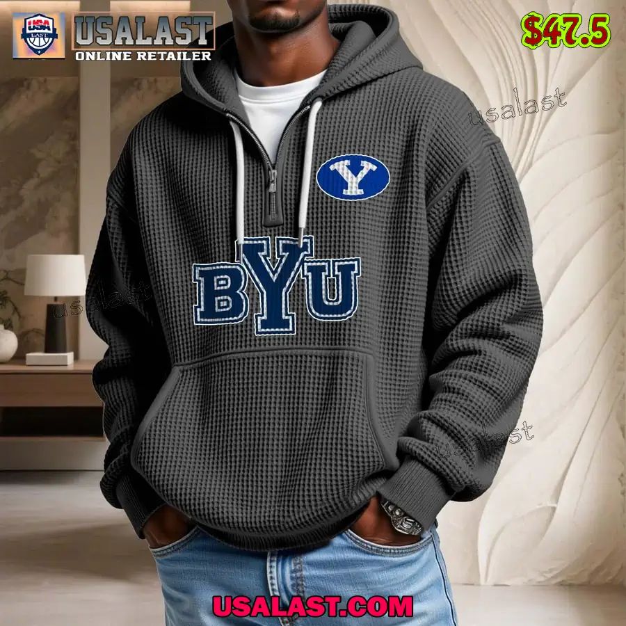 BYU Cougars Waffle Half Zip Hoodie