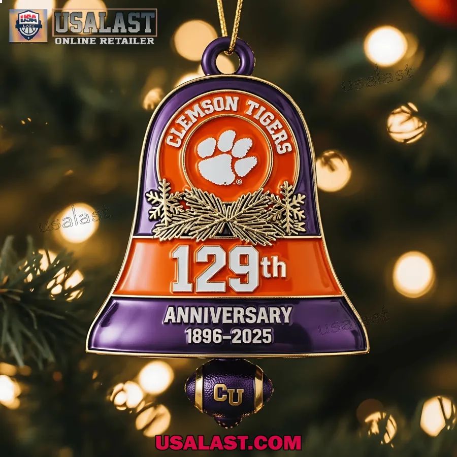 Clemson Tigers 129th Anniversary Christmas Bell Ornament