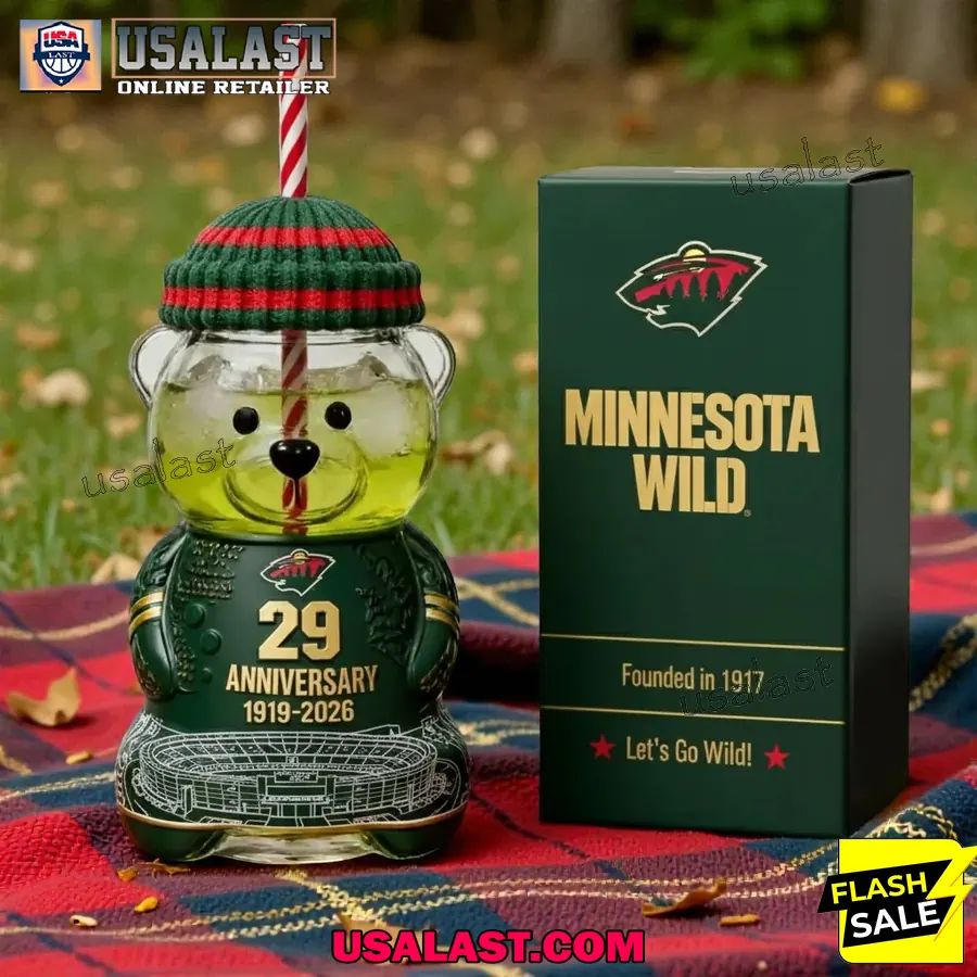 Minnesota Wild 29th Anniversary 1997-2026 Bear Glass Bottle
