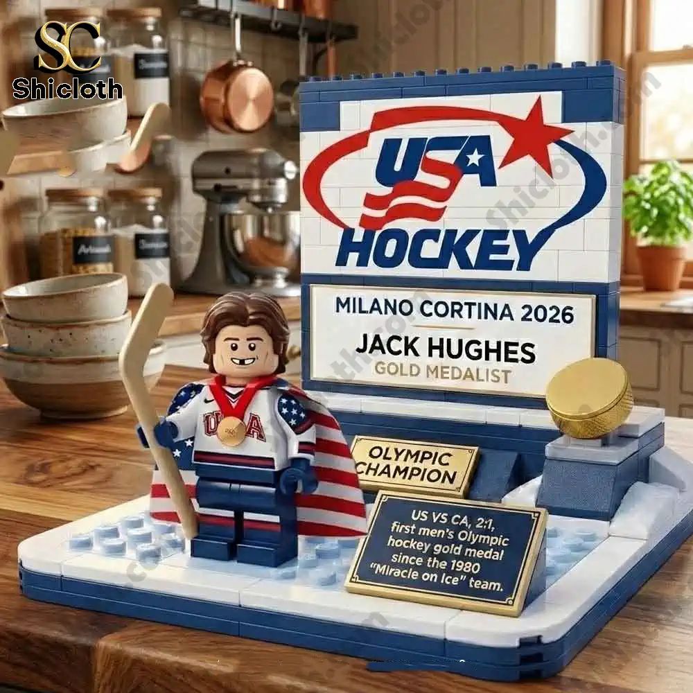 Jack Hughes USA Hockey 2026 Olympic Gold Medalist Commemorative Display Brick Set