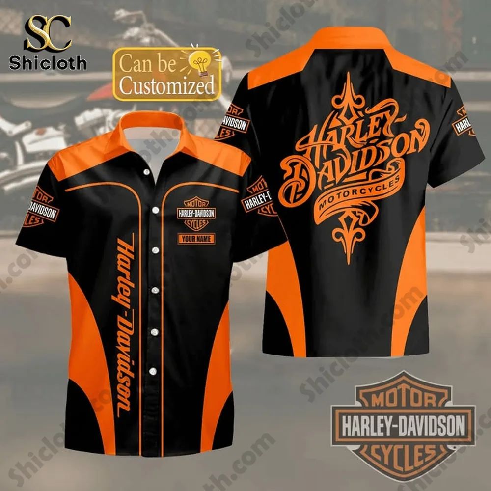 Harley-Davidson Motorcycles Personalized Button Shirt