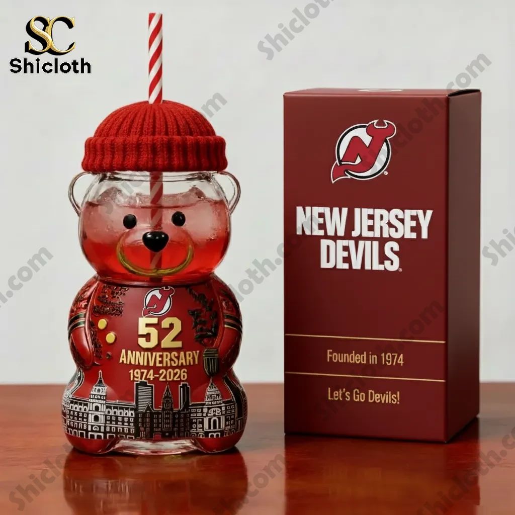 New Jersey Devils 52nd Anniversary Collectible Bear Tumbler (1974-2026)