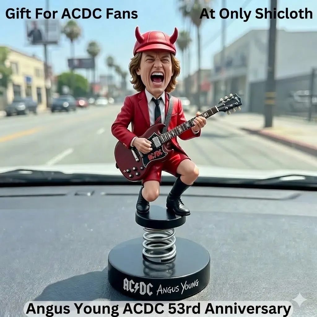 Angus Young ACDC 53rd Anniversary Car Dashboard Bobblehead