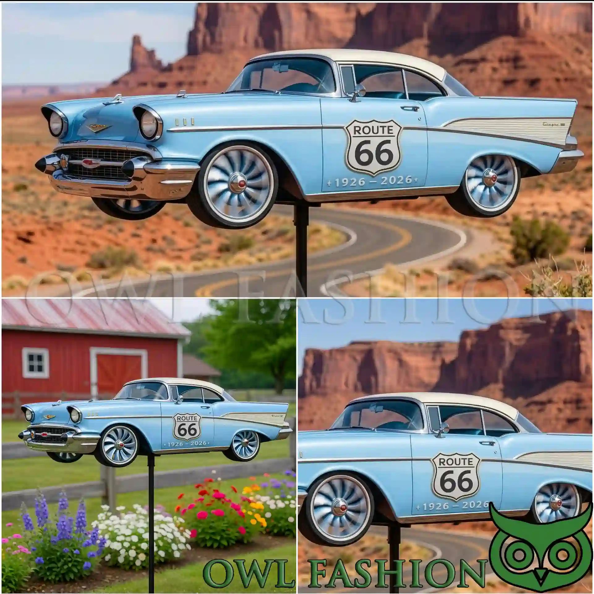 3D Design Chevrolet Bel Air Route 66 Wind Spinner