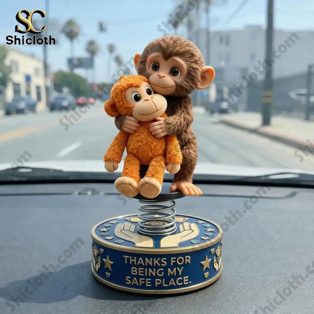 Monkey Hugging Monkey Rocker Bobblehead
