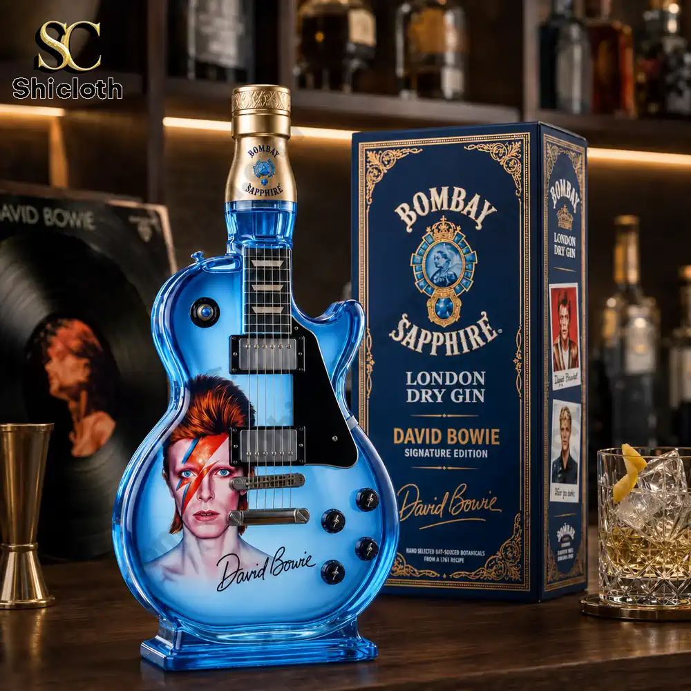 David Bowie Guitar Shaped Collectible Whiskey Bottle